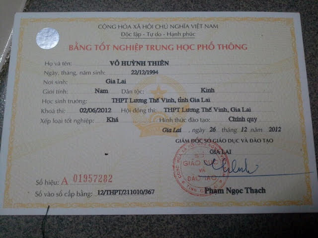 Làm bằng cấp 3 tại Gia Lai