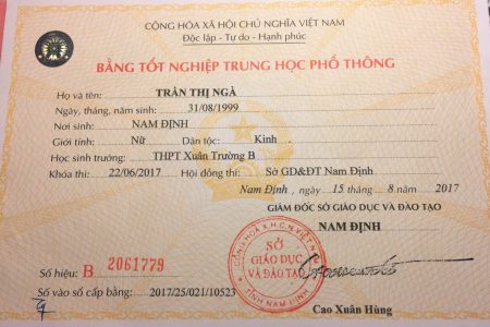Làm bằng cấp 3 tại Nam Định
